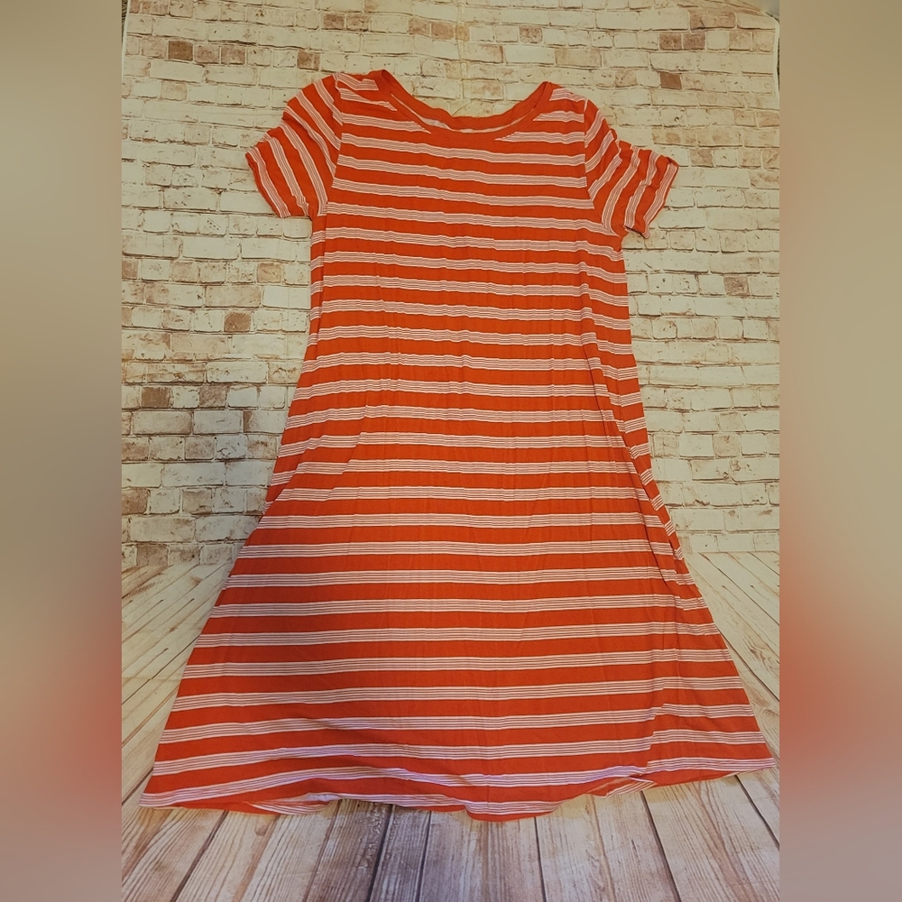 Orange White Striped St. Johns Bay T-Shirt Dress